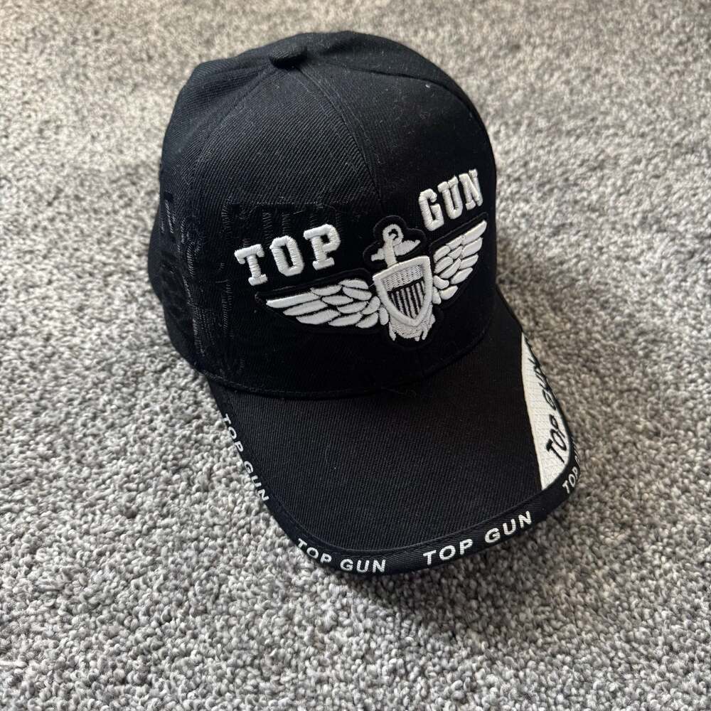 K&G Unique LLC Top Gun Embroidered Strapback Baseball Cap Black One Size